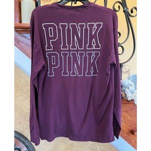 PINK Long Sleeve Tee One Pocket With Insignia On Front And Back